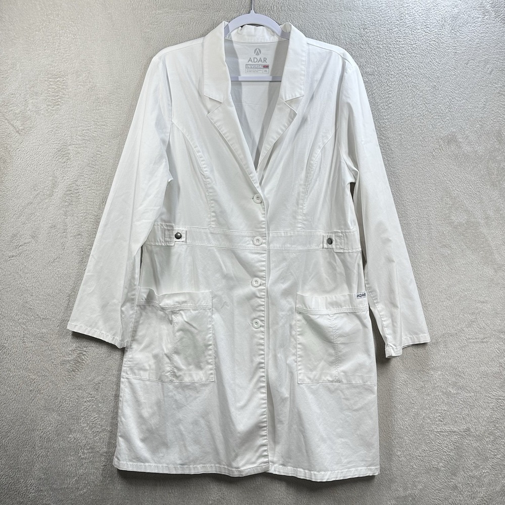 Adar Universal Stretch Lab‎ Coat Women's XL Tab Waist White Style 3304